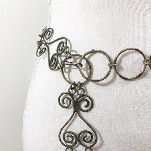 Vintage Filigree Hip Belt Silver Boho Hippie Belt